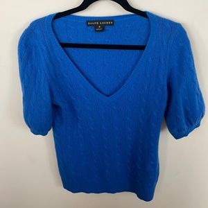 Vintage blue Ralph Lauren deep V 3/4 sweater